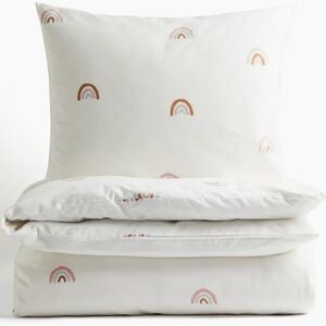 H&M Neutral Rainbow Cotton Twin Duvet Cover & Pillowcase Set girls bedding